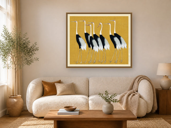 Red-Crowned Crane framed wall art print in a real living room