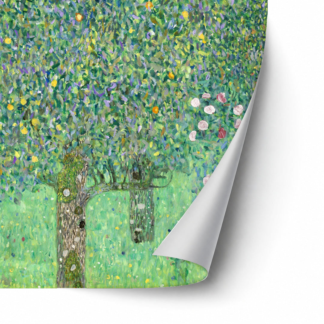 Rosebushes under the Trees by Gustav Klimt unframed paper print corner detail