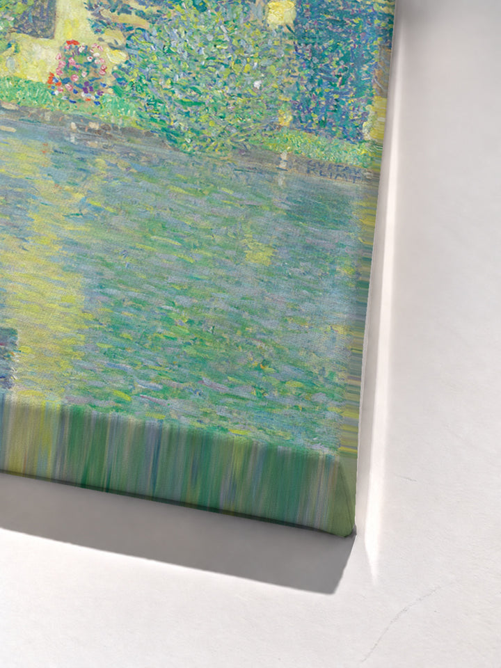 Schloss Kammer am Attersee III by Gustav Klimt stretched canvas corner detail