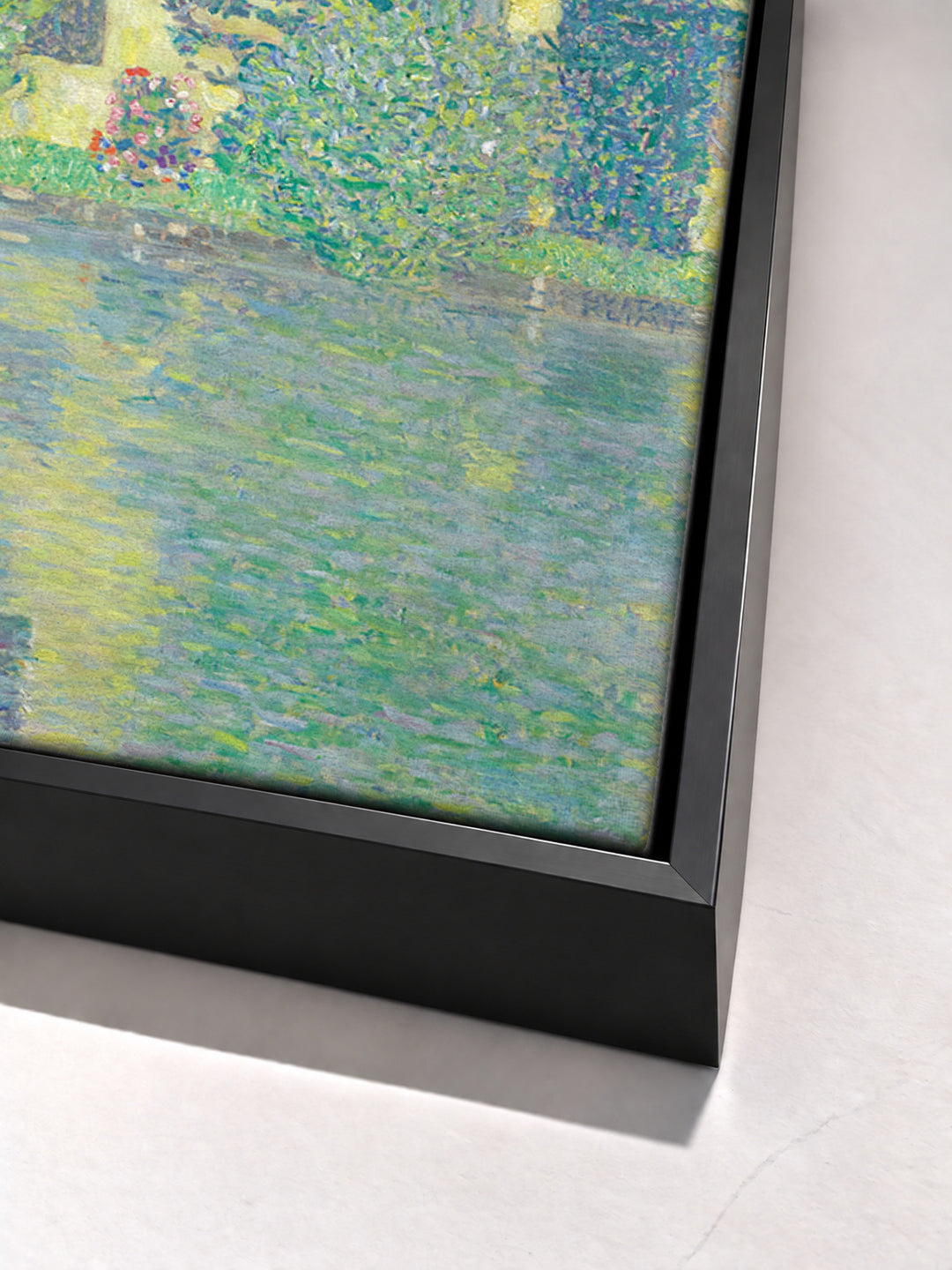 Schloss Kammer am Attersee III by Gustav Klimt black floater frame corner detail