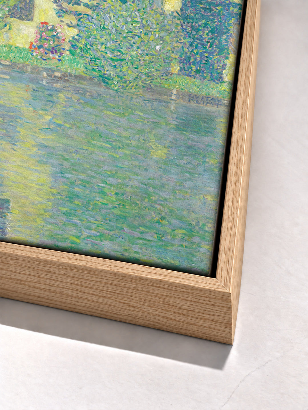 Schloss Kammer am Attersee III by Gustav Klimt oak floater frame corner detail
