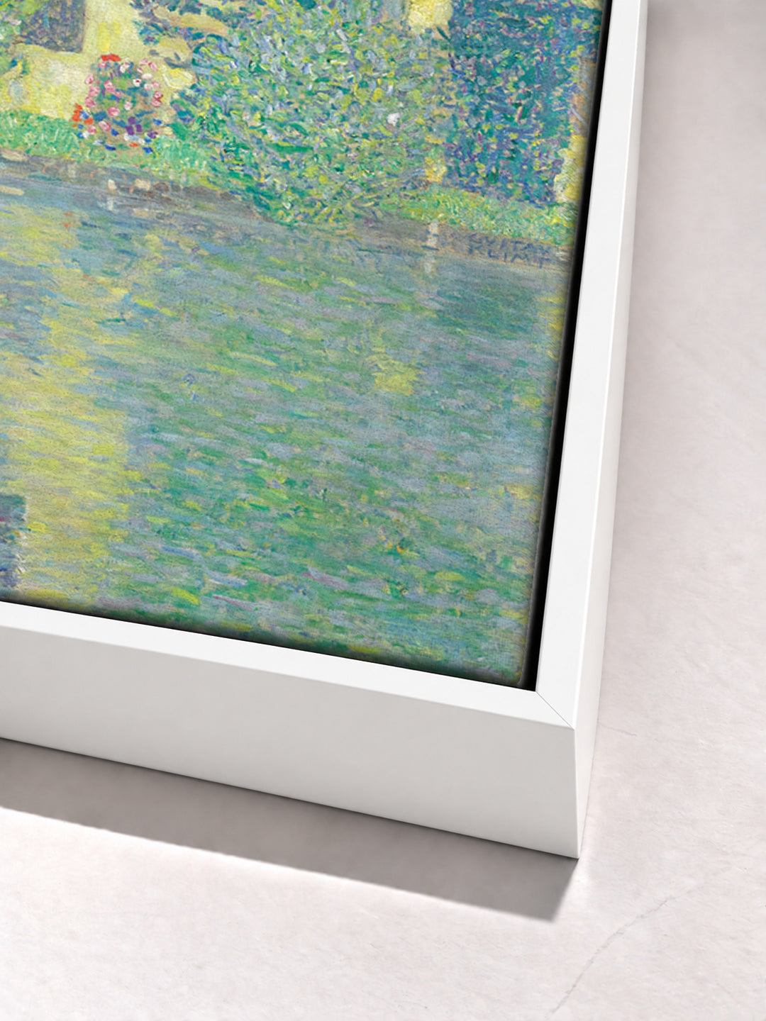 Schloss Kammer am Attersee III by Gustav Klimt white floater frame corner detail