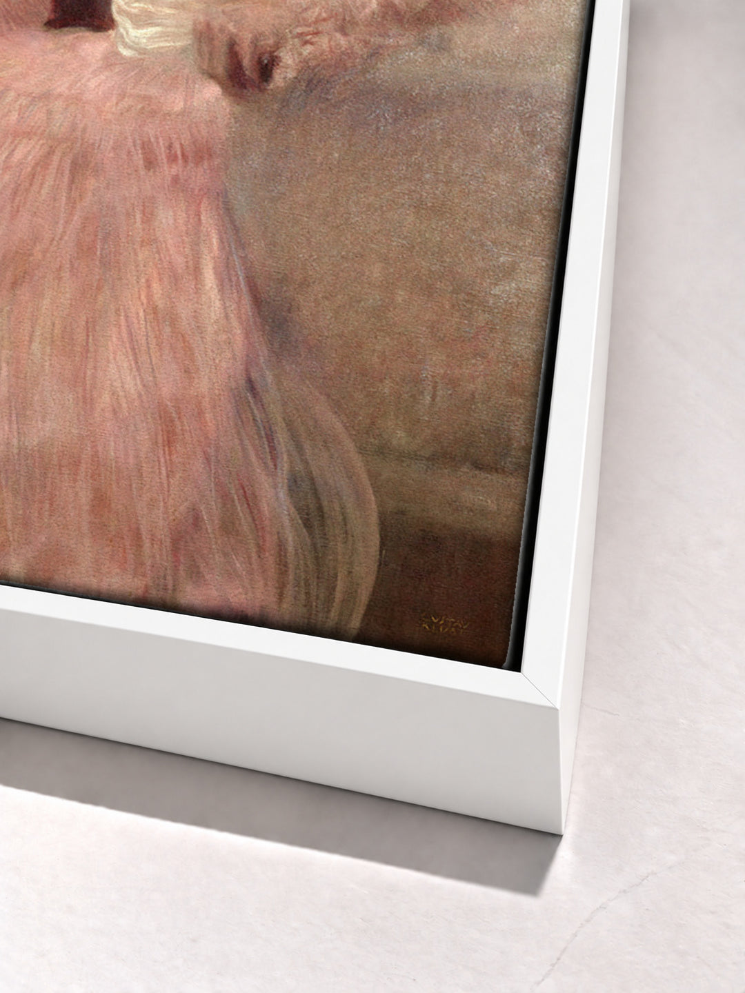 Sonja Knips by Gustav Klimt white floater frame corner detail