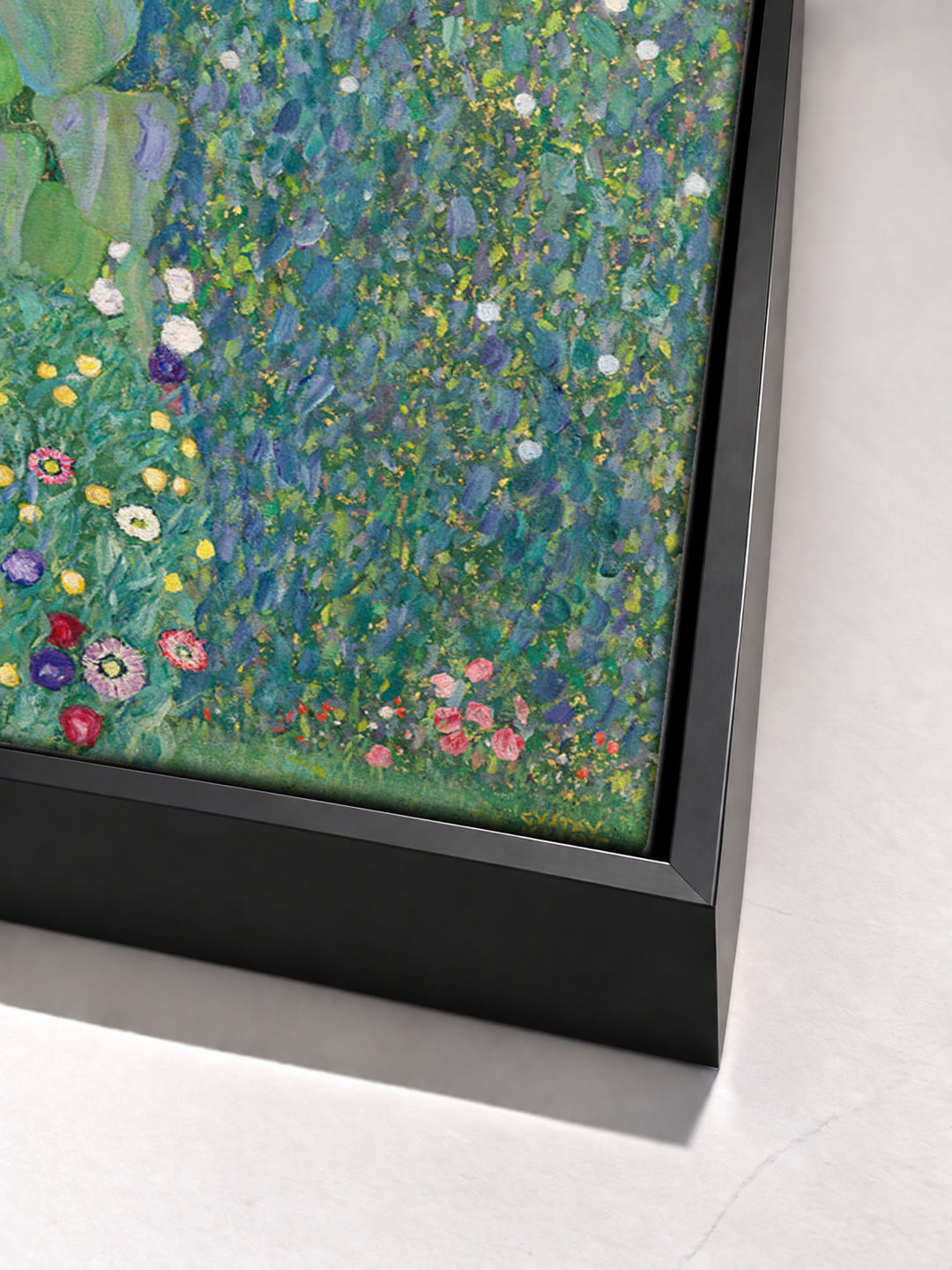 Sonnenblume by Gustav Klimt black floater frame corner detail