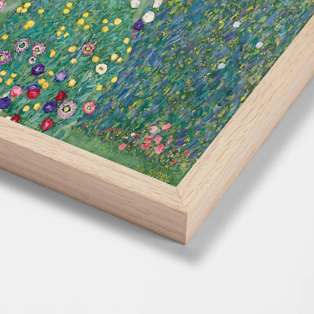 Sonnenblume by Gustav Klimt oak stock paper frame corner detail