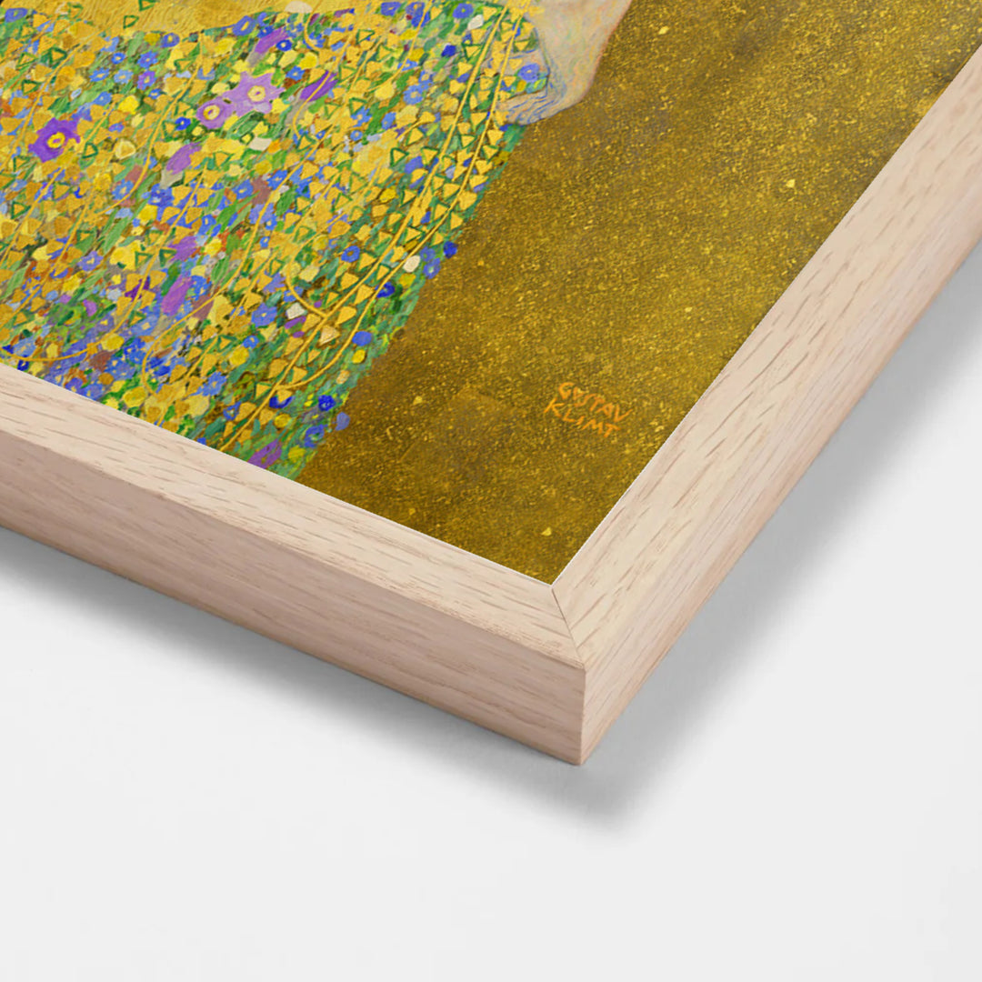 The Kiss by Gustav Klimt oak stock paper frame corner detail