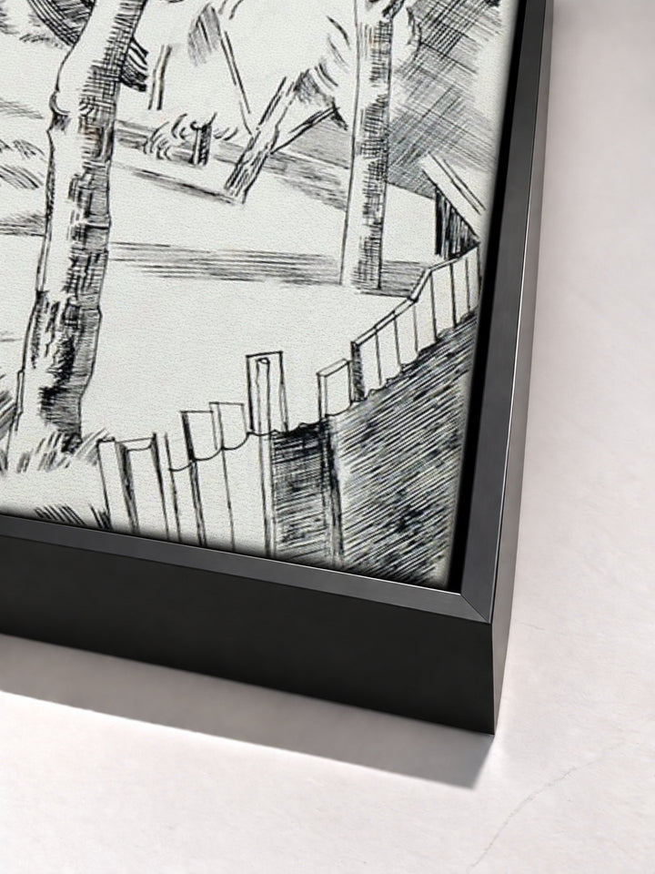 The Orchard by Paul Nash black floater frame corner detail