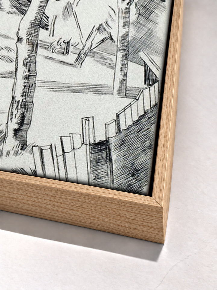 The Orchard by Paul Nash oak floater frame corner detail