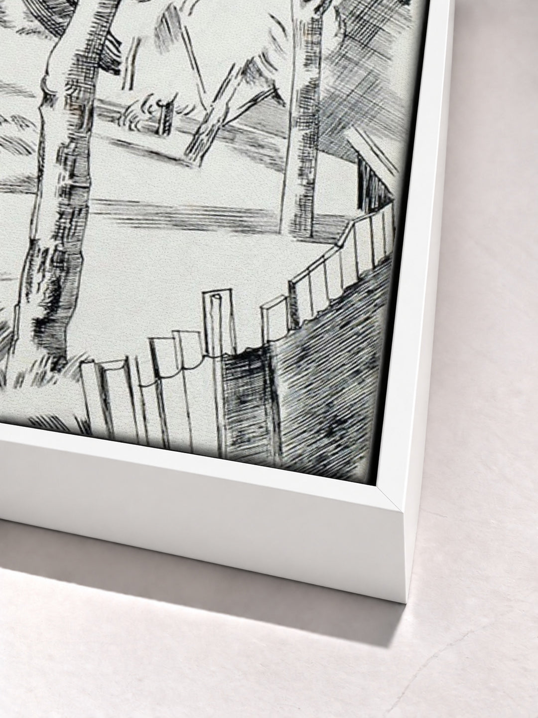 The Orchard by Paul Nash white floater frame corner detail
