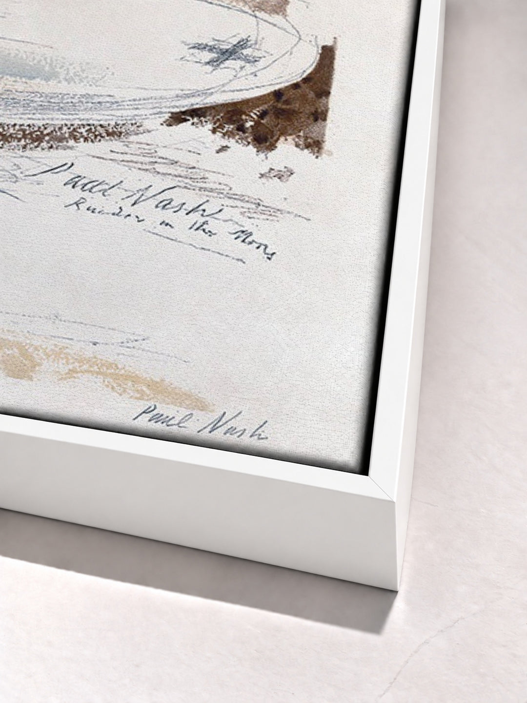 The Raider on the Moors by Paul Nash white floater frame corner detail