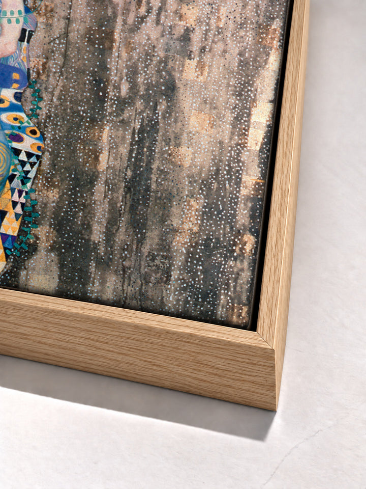 The Three Ages of Woman by Gustav Klimt oak floater frame corner detail