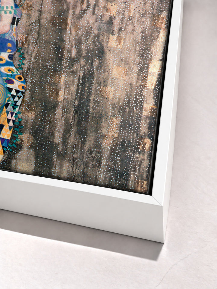 The Three Ages of Woman by Gustav Klimt white floater frame corner detail