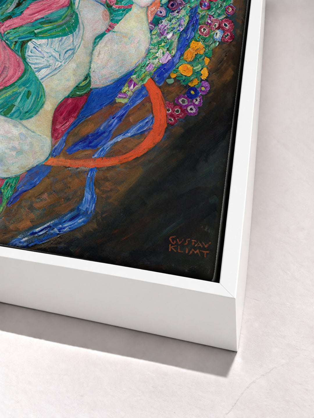 The Virgin by Gustav Klimt white floater frame corner detail