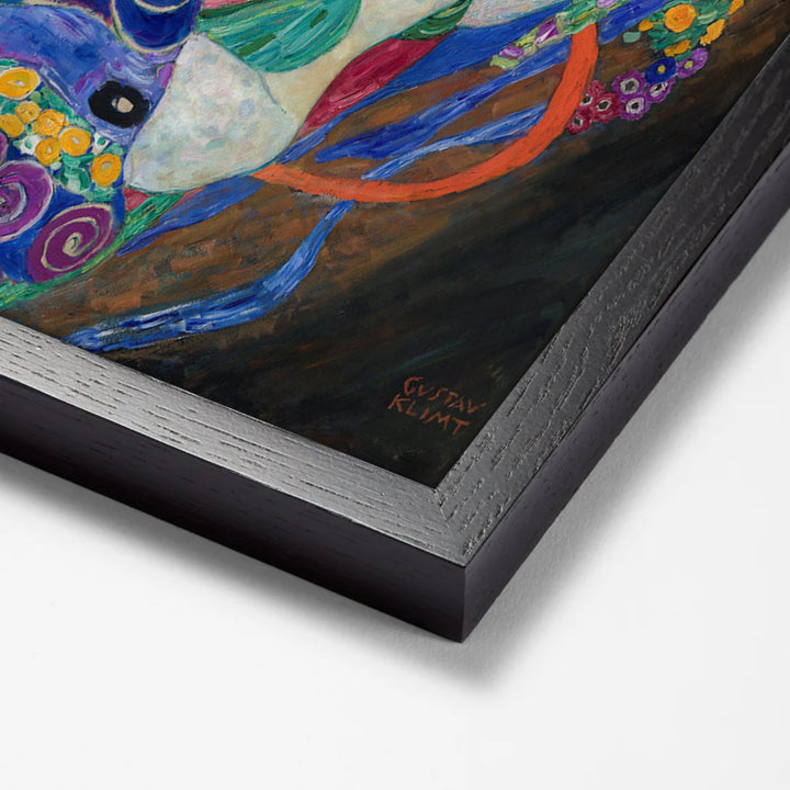 The Virgin by Gustav Klimt black stock paper frame corner detail