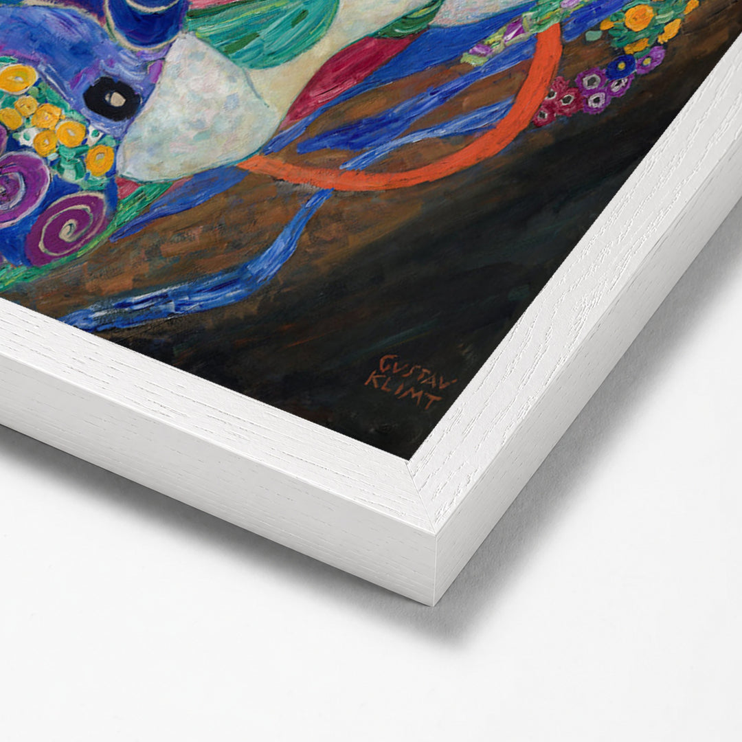 The Virgin by Gustav Klimt white stock paper frame corner detail