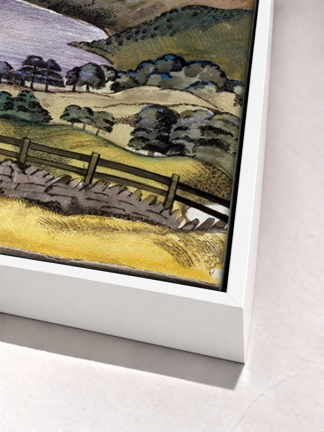 Thirlmere by Paul Nash white floater frame corner detail
