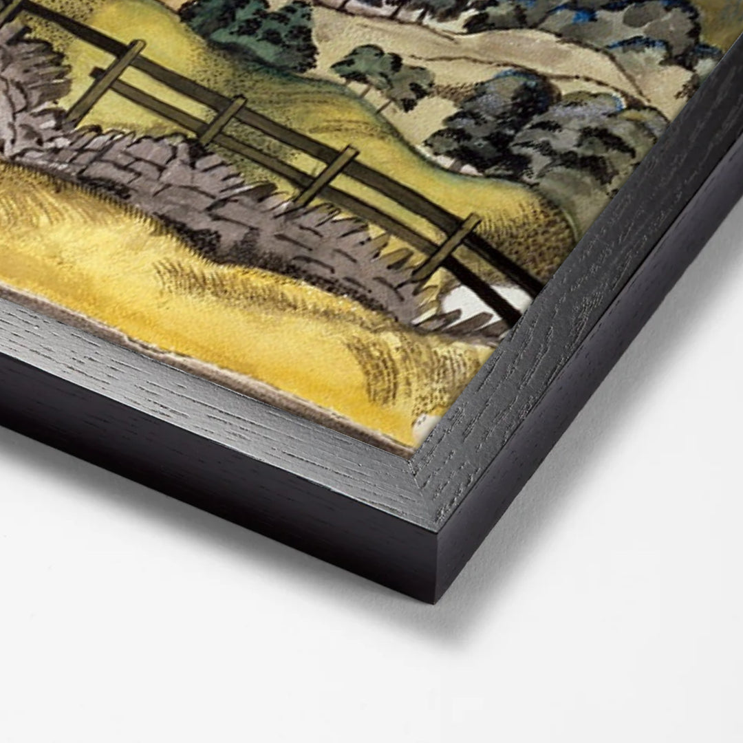 Thirlmere by Paul Nash black stock paper frame corner detail