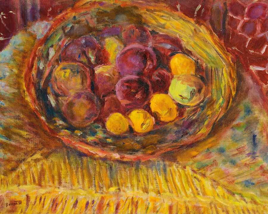 Pêches Dans Une Assiette Sur Une Chaise by Pierre Bonnard customizable wall art print from 905Print