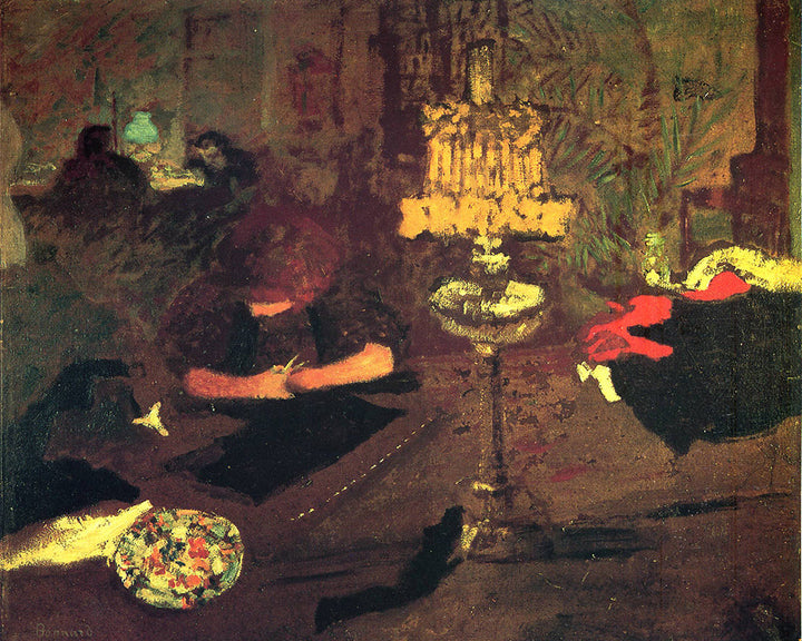 Young Woman Near Lamp by Pierre Bonnard customizable wall art print from 905Print