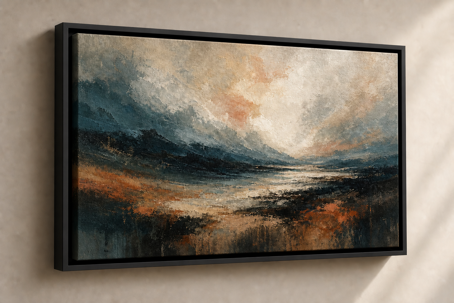 Satin canvas print in a floater frame